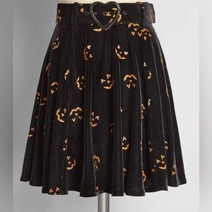 Collectif Black and Orange Mini Skater Skirt